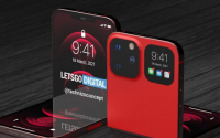 翻盖折叠屏iPhoneFlip概念智能机的3D渲染图