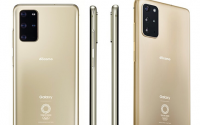 三星S20+5G奥运定制版采用了淡金色的主色调