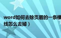word如何去除页眉的一条横线（Word文档中页眉的一条横线怎么去掉）
