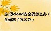 忘记icloud安全码怎么办（iCloud安全码是什么 iCloud安全码忘了怎么办）