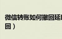 微信转账如何撤回延时到账（微信转账如何撤回）