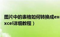 图片中的表格如何转换成excel（图片里的表格怎么转换成excel详细教程）