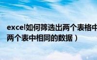 excel如何筛选出两个表格中相同的数据（如何excel中筛选两个表中相同的数据）