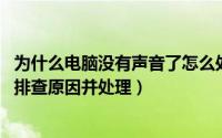 为什么电脑没有声音了怎么处理（电脑没有声音怎么办 怎么排查原因并处理）
