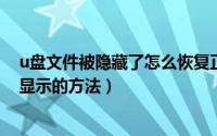 u盘文件被隐藏了怎么恢复正常（U盘文件被隐藏 快速恢复显示的方法）
