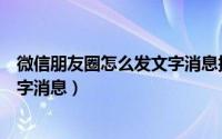 微信朋友圈怎么发文字消息搜狗指南（微信朋友圈怎么发文字消息）