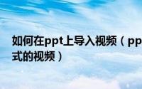 如何在ppt上导入视频（ppt怎么插入视频 PPT支持什么格式的视频）