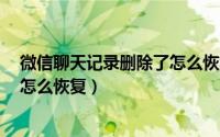 微信聊天记录删除了怎么恢复oppo（微信聊天记录删除了怎么恢复）