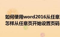 如何使用word2016从任意页开始设置页码?（Word2007怎样从任意页开始设置页码）