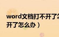 word文档打不开了怎么办（Word文档打不开了怎么办）