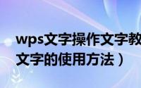 wps文字操作文字教程（教您快速掌握WPS文字的使用方法）