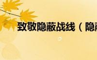 致敬隐蔽战线（隐蔽战线之于无声处）