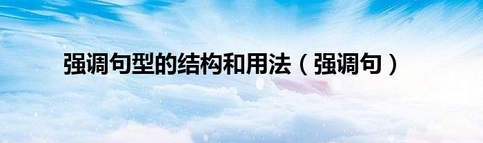 强调句型的结构和用法 强调句 天地财金网