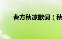 曹方秋凉歌词（秋凉 曹方演唱歌曲）