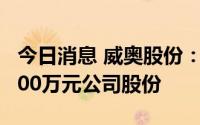 今日消息 威奥股份：控股股东拟增持不少于500万元公司股份