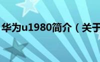 华为u1980简介（关于华为U7520详细介绍）