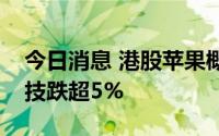 今日消息 港股苹果概念股普跌，舜宇光学科技跌超5%