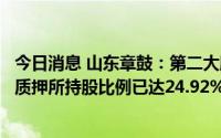 今日消息 山东章鼓：第二大股东新增质押公司1.15%，累计质押所持股比例已达24.92%