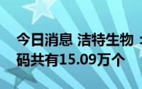 今日消息 洁特生物：公开发行可转债中签号码共有15.09万个