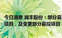 今日消息 润丰股份：部分募投项目结项并将节余募资投入新项目，及变更部分募投项目