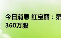 今日消息 红宝丽：第一大股东新增股份质押4360万股