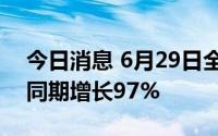 今日消息 6月29日全国影院上座率相比去年同期增长97%