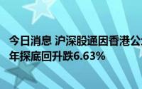 今日消息 沪深股通因香港公众假期今日休市，最终沪指上半年探底回升跌6.63%