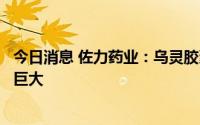 今日消息 佐力药业：乌灵胶囊的在治疗失眠领域的市场潜力巨大