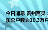 今日消息 贵州百灵：截至6月20日，公司股东总户数为10.3万户