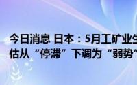 今日消息 日本：5月工矿业生产指数下滑7.2%，基本形势评估从“停滞”下调为“弱势”