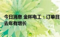 今日消息 金杯电工：订单目前是较为充足的，在手合同量较去年有增长