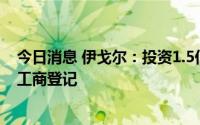 今日消息 伊戈尔：投资1.5亿元设立电碳科技子公司并完成工商登记