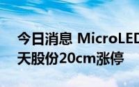 今日消息 MicroLED概念板块开盘冲高，易天股份20cm涨停