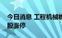 今日消息 工程机械板块走高，宇通重工等多股涨停