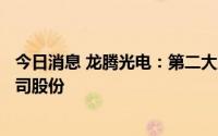今日消息 龙腾光电：第二大股东拟减持不超1666.67万股公司股份