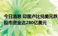 今日消息 印度卢比兑美元跌至纪录低点，外资今年撤出印度股市资金达280亿美元