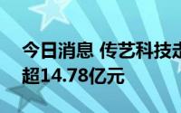 今日消息 传艺科技走出10天8板，现成交额超14.78亿元