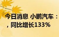 今日消息 小鹏汽车：6月总交付量达15295台，同比增长133%