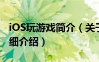 iOS玩游戏简介（关于玩游戏 iOS平台应用详细介绍）
