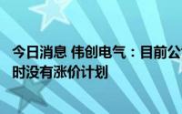 今日消息 伟创电气：目前公司在手订单充裕，交付正常，暂时没有涨价计划
