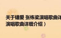 关于错爱 张栋梁演唱歌曲详细介绍简介（关于错爱 张栋梁演唱歌曲详细介绍）