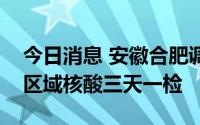 今日消息 安徽合肥调整疫情防控措施：全市区域核酸三天一检