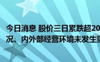 今日消息 股价三日累跌超20%，泰尔股份：已披露的经营情况、内外部经营环境未发生重大变化