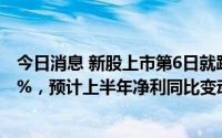 今日消息 新股上市第6日就跌停，润贝航科：近两日跌超20%，预计上半年净利同比变动-27.12%至2.57%