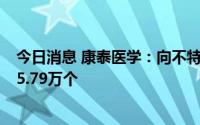 今日消息 康泰医学：向不特定对象发行可转债中签号共有25.79万个