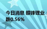 今日消息 赣锋锂业：成交额超100亿元，现跌0.56%