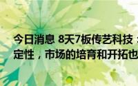 今日消息 8天7板传艺科技：投资钠电池项目收益率存不确定性，市场的培育和开拓也存不确定性