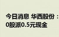 今日消息 华西股份：拟于7月13日除权，每10股派0.5元现金