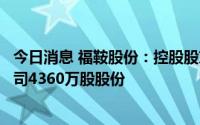 今日消息 福鞍股份：控股股东因债务重组担保，新增质押公司4360万股股份