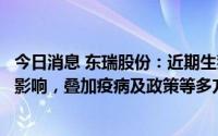 今日消息 东瑞股份：近期生猪价格上涨主要受市场供需因素影响，叠加疫病及政策等多方面因素